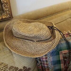Stylish Straw Hat with Black Leather Cord!!!  Brought to You By Panama Jack!!!